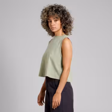 Woman wearing a top and pans