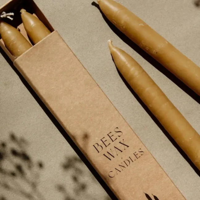 Set de bougies en cire d'abeille - Trempé à la main par Botanique