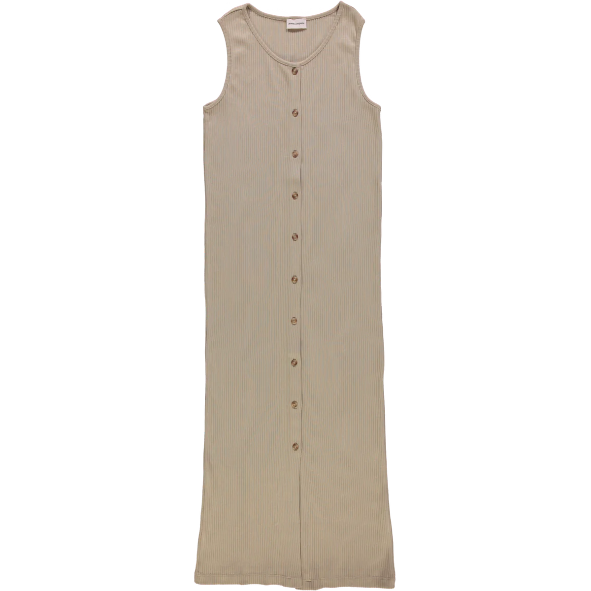 Robe longue sans manches. Ultra confortable et flatteuse pour la silhouette. Encolure ronde avec patte de boutonnage sur toute la longueur. Jersey côtelé : 100 % coton issu de l'agriculture biologique.