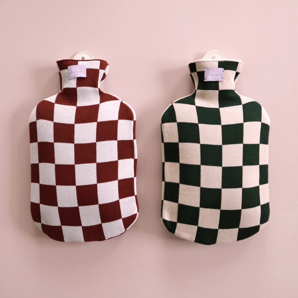 Wärmeflasche Check Green Rose von Lili Pepper