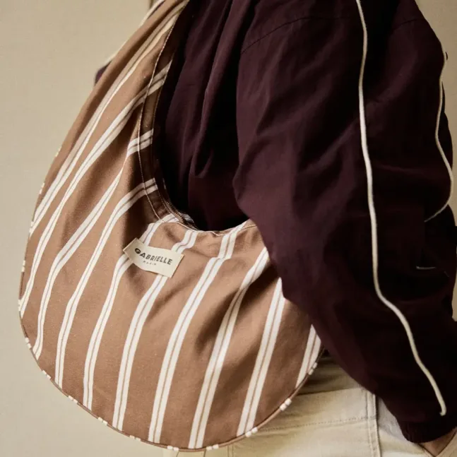 B Baumwolltasche mit Flieder-Streifen von Gabrielle Paris