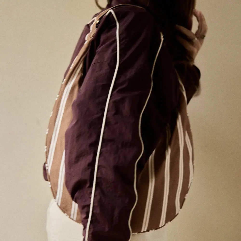 B Baumwolltasche mit Flieder-Streifen von Gabrielle Paris