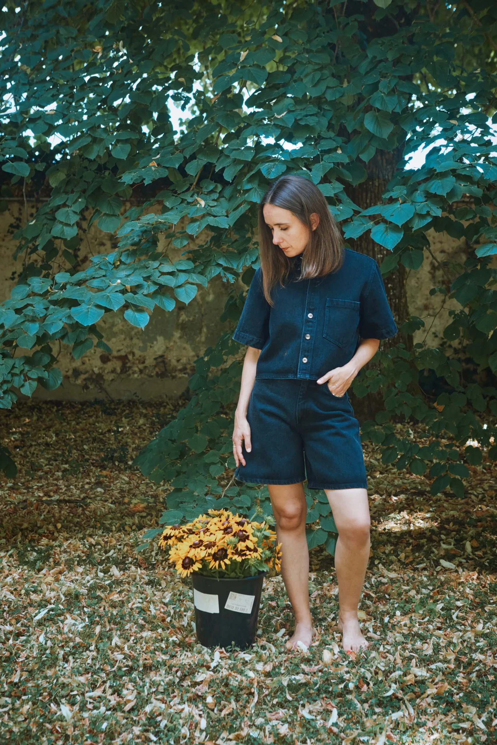 Chemise CARVI in Denim Noir von poudreorganic