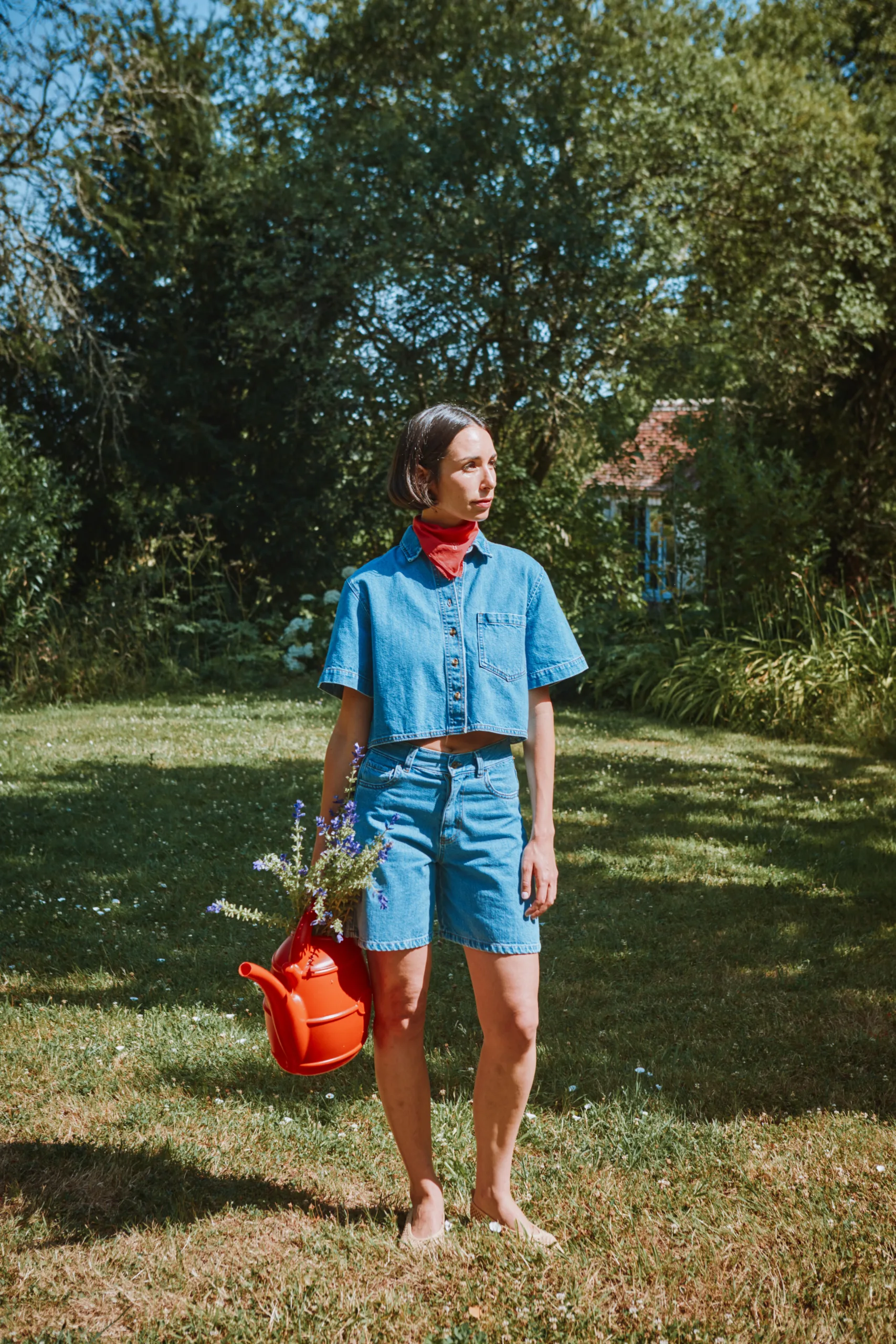 Chemise CARVI in Denim von poudreorganic
