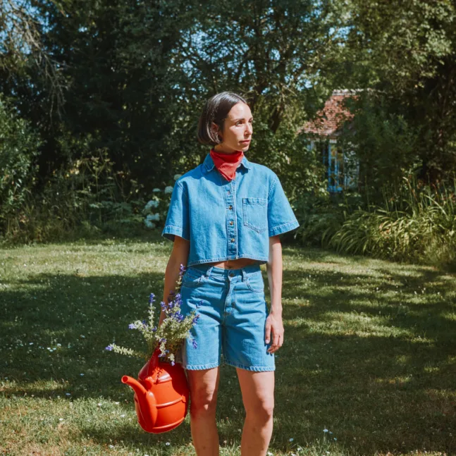 Chemise CARVI in Denim Blau von poudreorganic