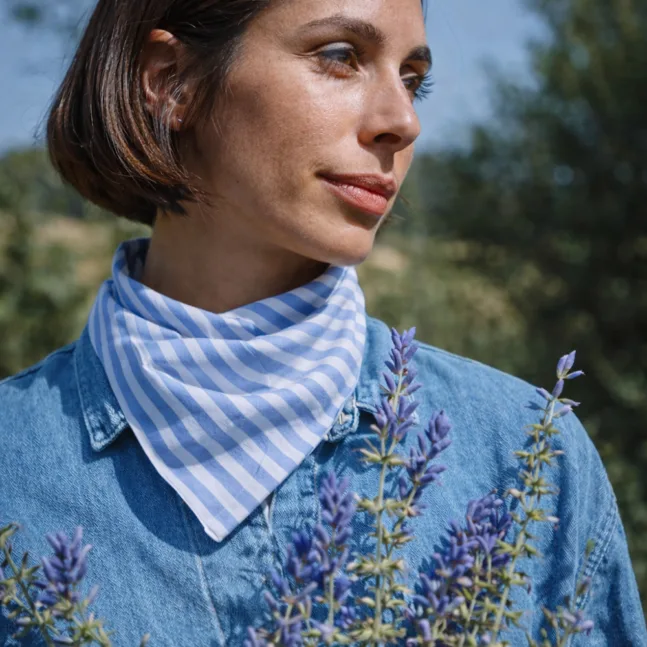 Poudre.Organic.foulard.blue.stripes
