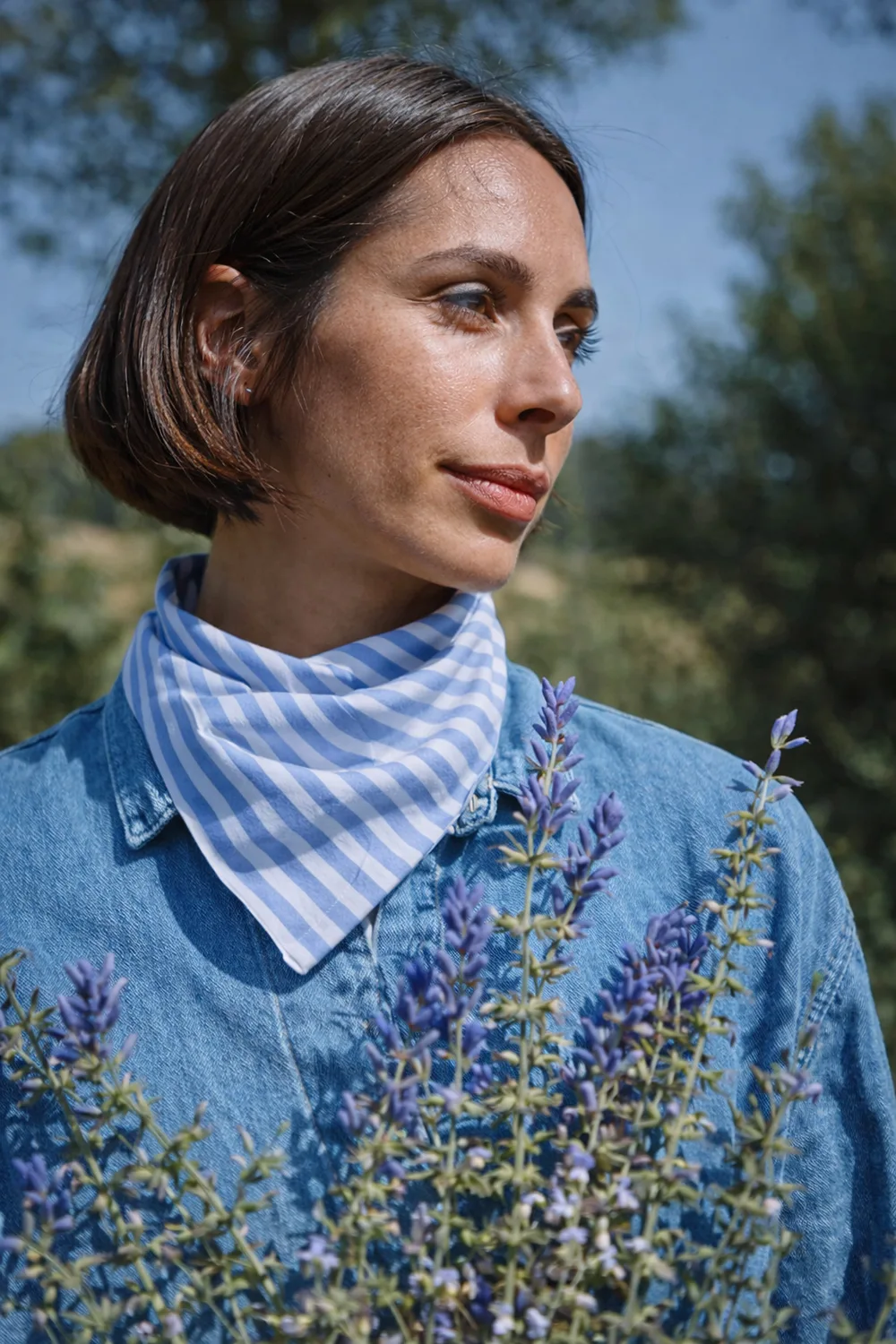 Poudre.Organic.foulard.blue.stripes