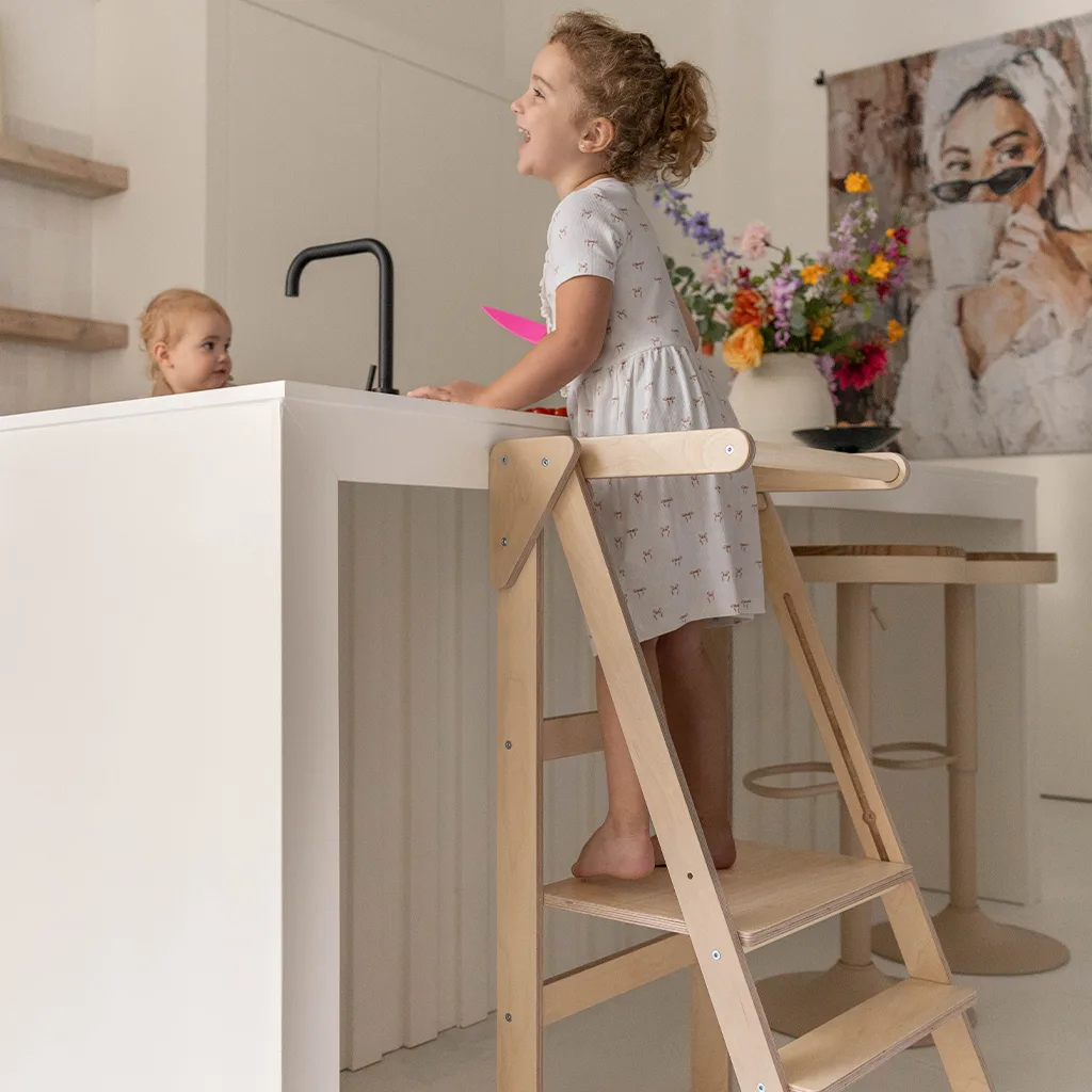 Wooden Montessori Learning Tower Jindl® – Wood Colour
