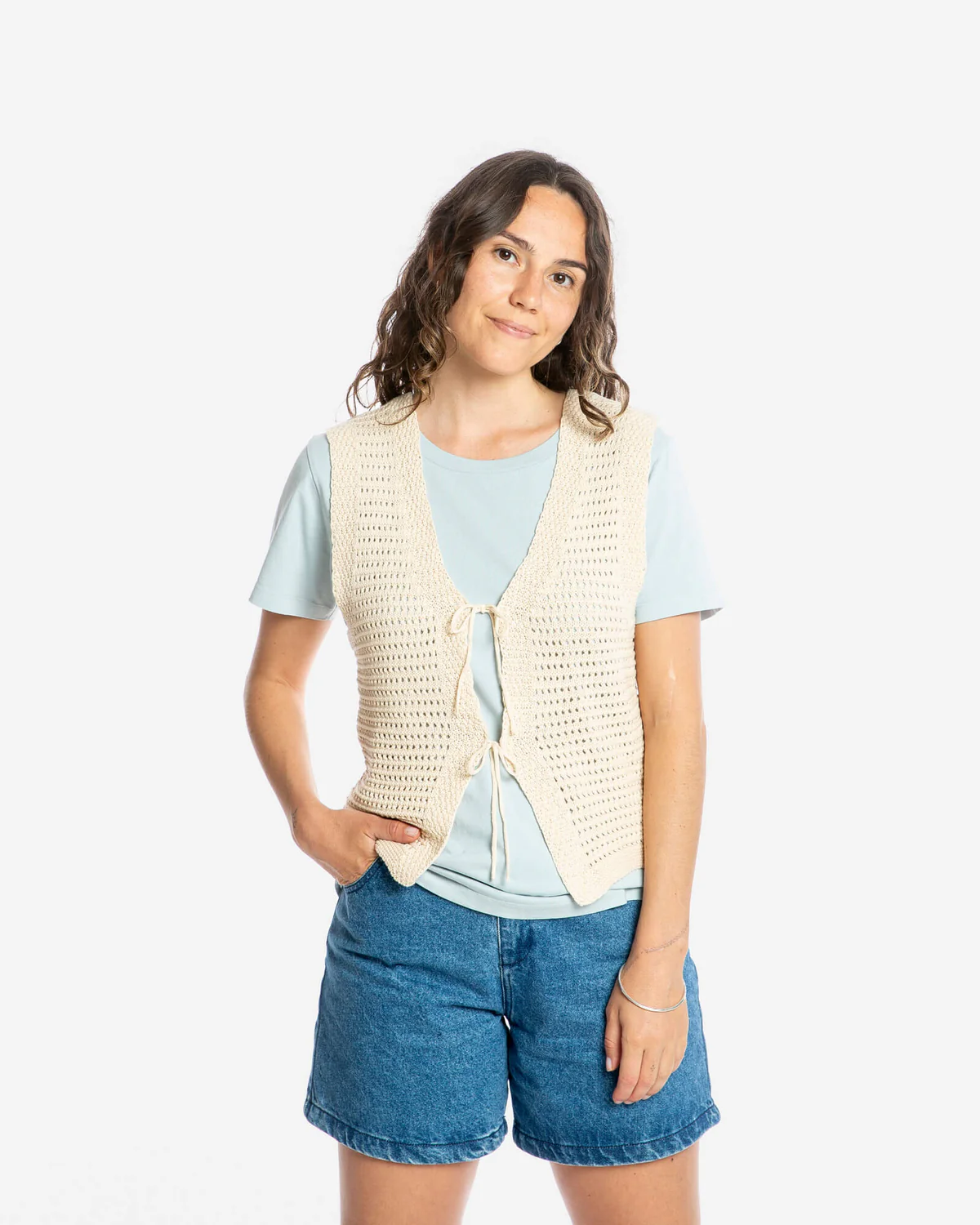 Gilet couleur abricot, Bone et lavande par Matona