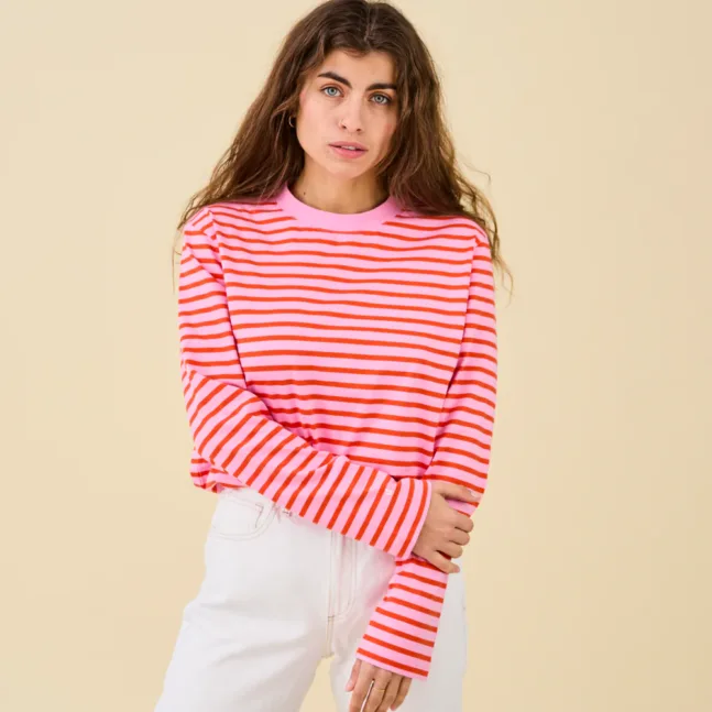 Stripy Langarmshirt in Lila von Popeia