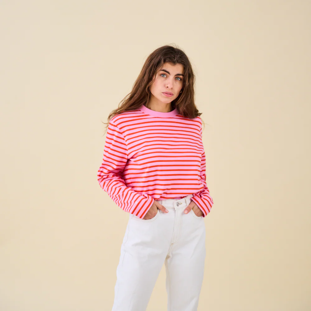 T-shirt à manches longues rayé Lila par Popeia