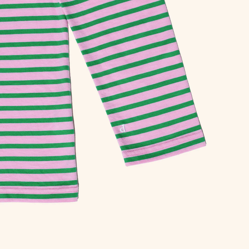 T-shirt à manches longues rayé rose/vert par Popeia