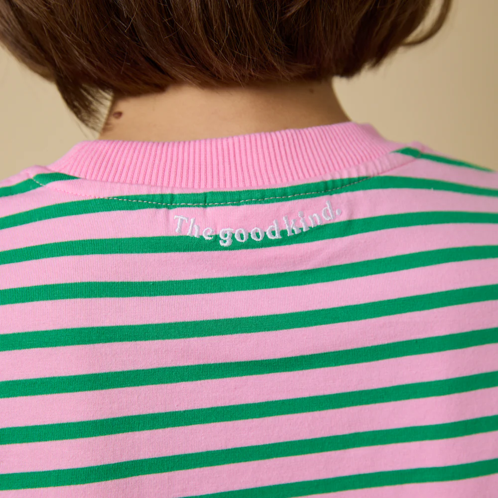 T-shirt à manches longues rayé rose/vert par Popeia