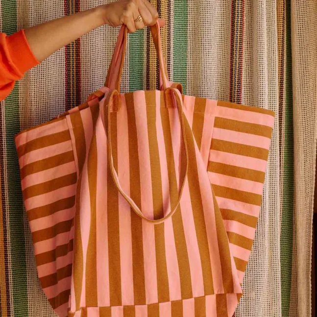 Caramel- und Strawberry-Streifen Tasche von Rose in April