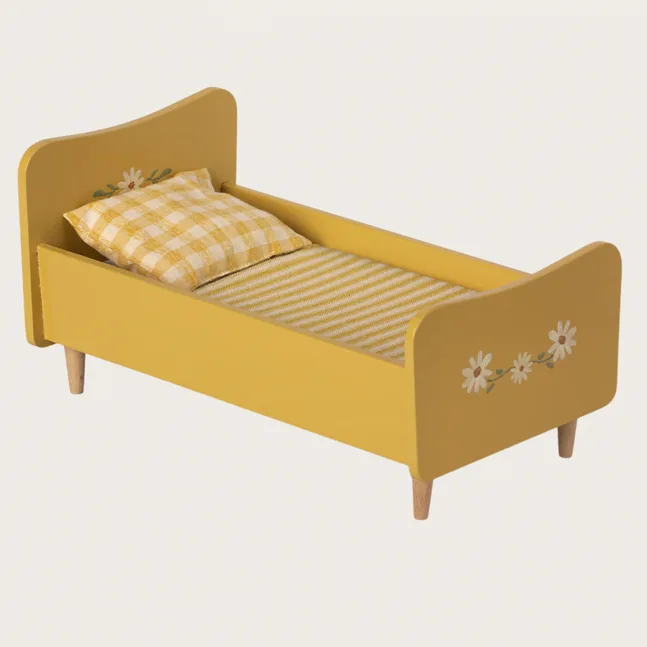 Maileg Maus Holz Bett in Gelb