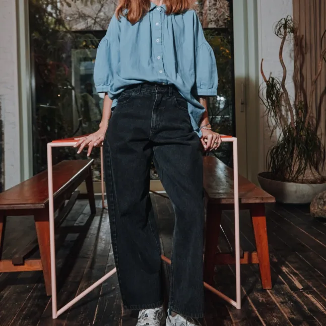 Gentiane Long Hose in Black Denim