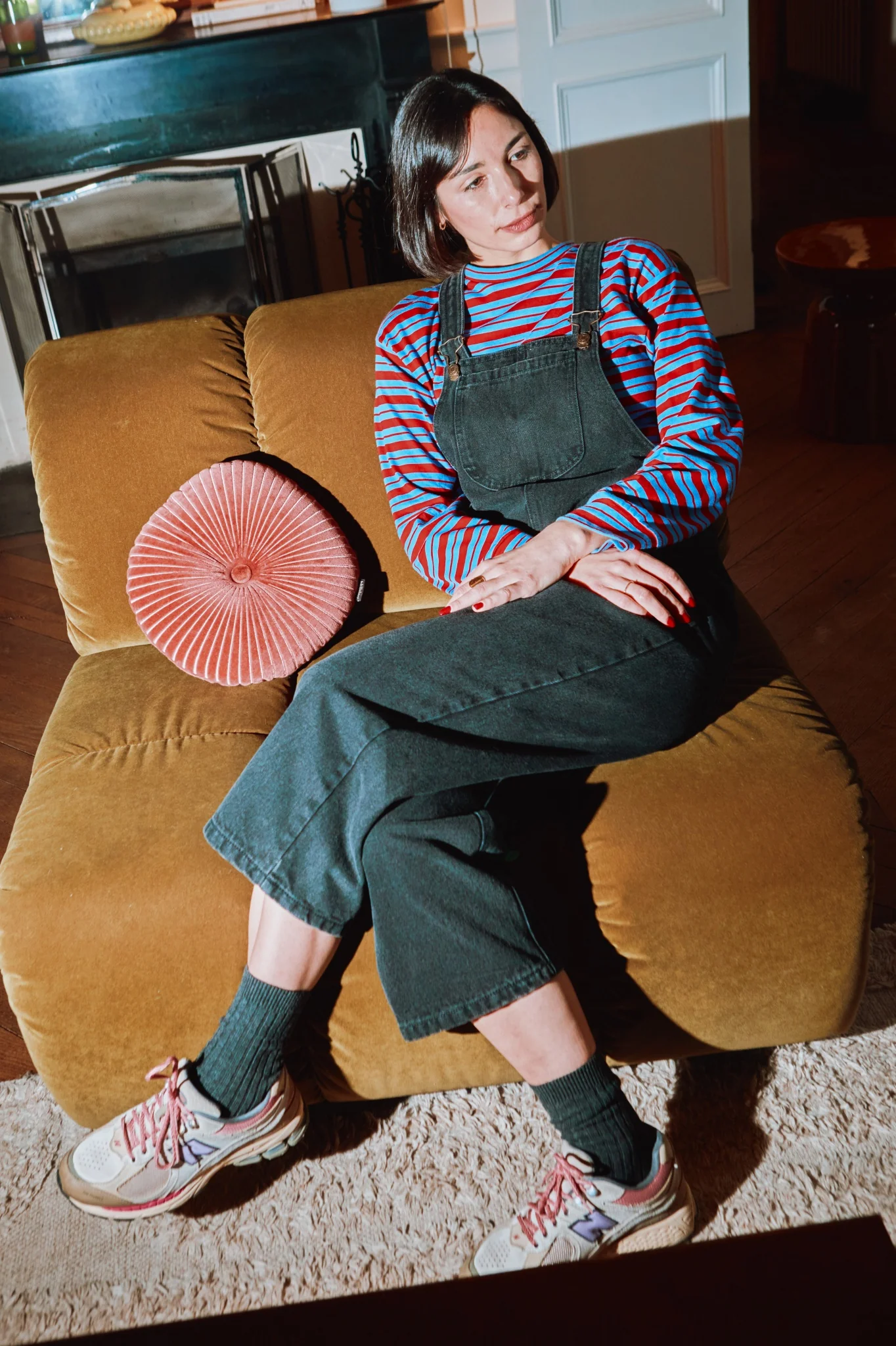 Oolong T-Shirt in Blue and Red Stripes von poudreorganic