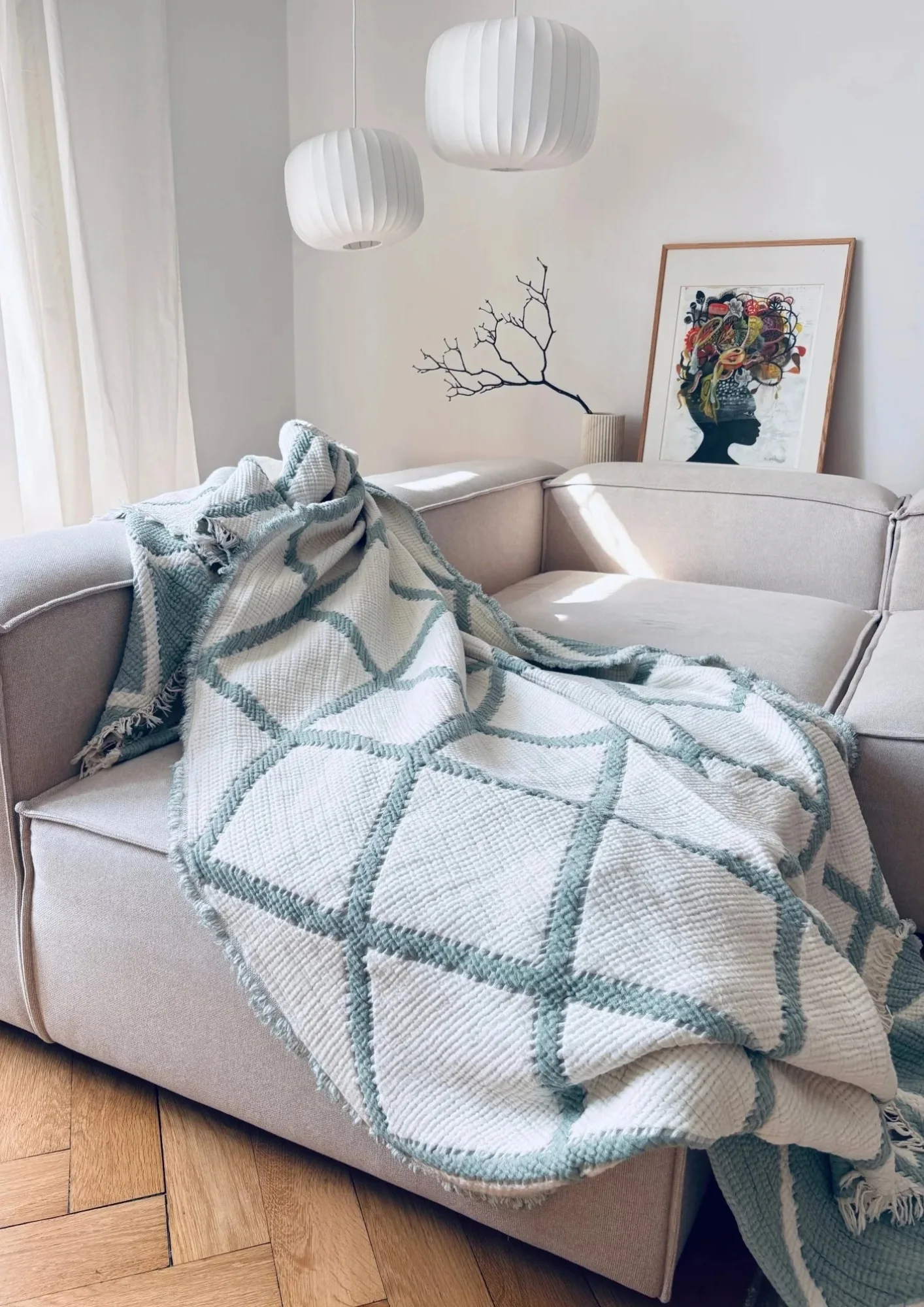 INDIA Muslin Blanket in Mint von LEY!