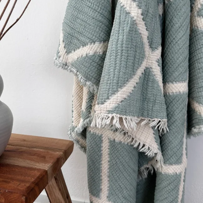 INDIA Muslin Blanket in Mint von LEY!