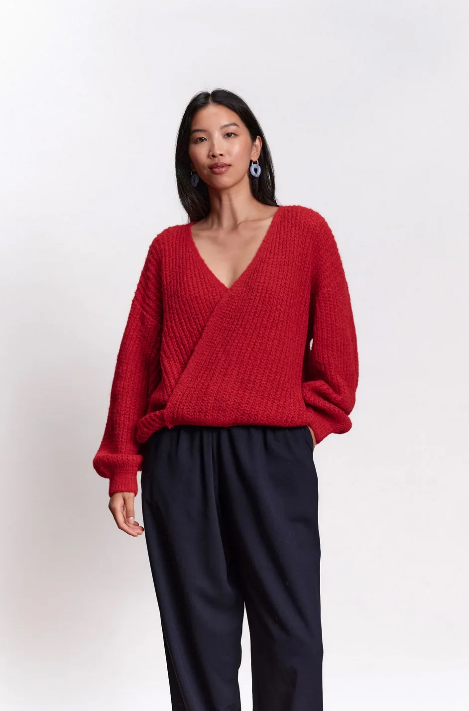 Cardigan cache-cœur VEGA en Pomegranate par Jungle Folk
