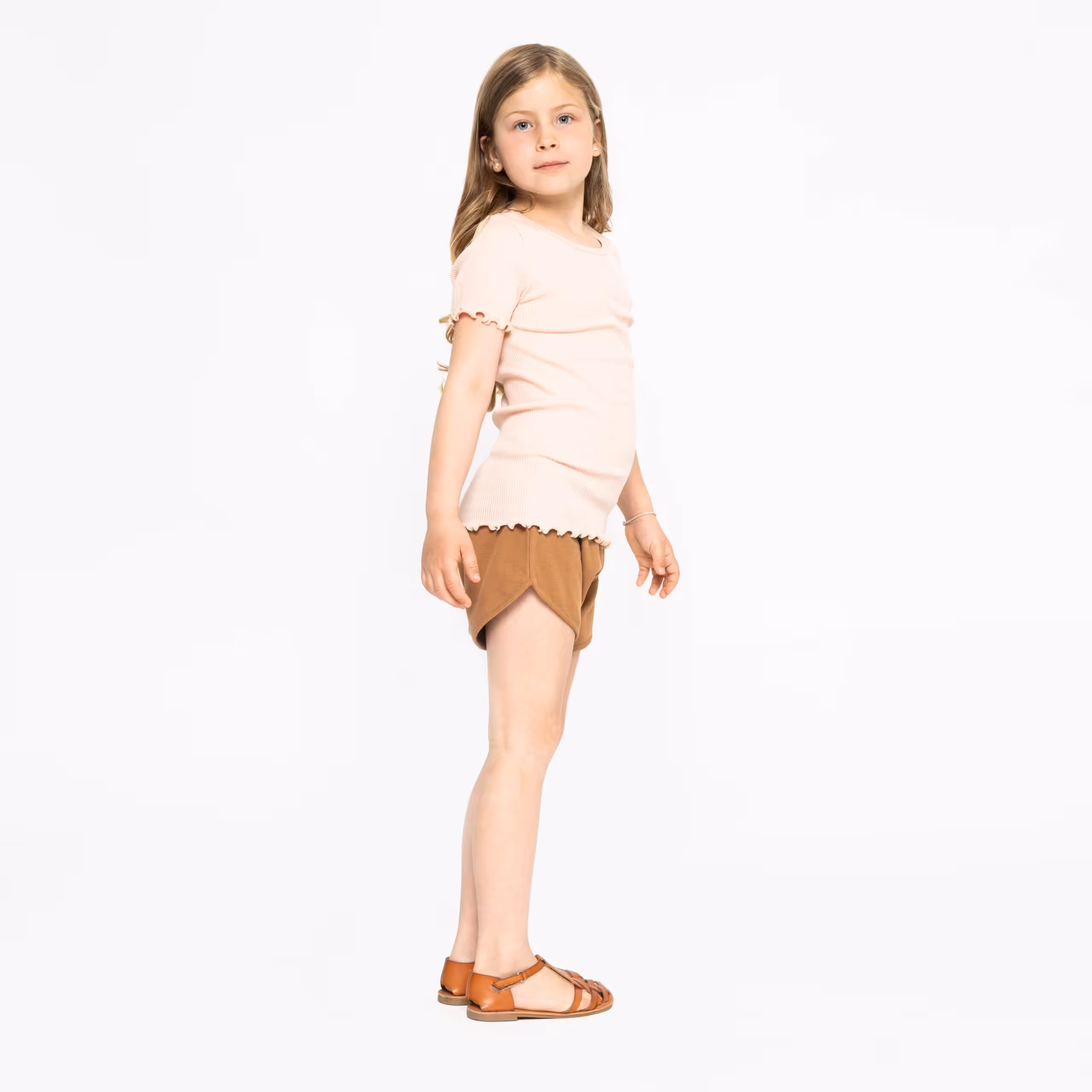 Short Elspa en coton bio par Minimalisma, couleur Nougat et Seaweed – Image 3